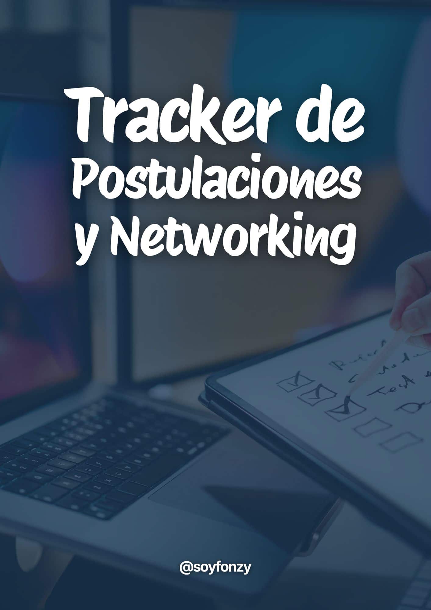 Portada de mini guía con tracker para organizar postulaciones a empleos y contactos con reclutadores.